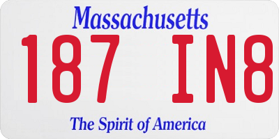 MA license plate 187IN8