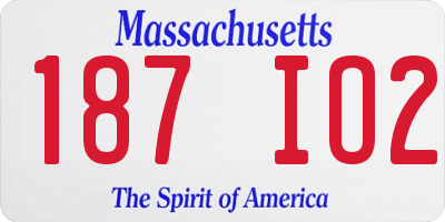 MA license plate 187IO2
