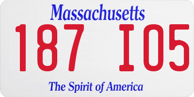 MA license plate 187IO5