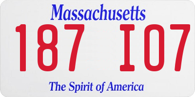 MA license plate 187IO7