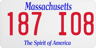 MA license plate 187IO8