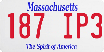 MA license plate 187IP3