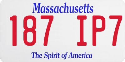 MA license plate 187IP7