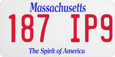 MA license plate 187IP9