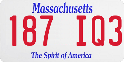 MA license plate 187IQ3
