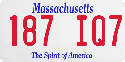 MA license plate 187IQ7