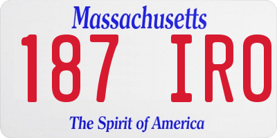MA license plate 187IR0