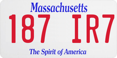 MA license plate 187IR7