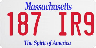 MA license plate 187IR9