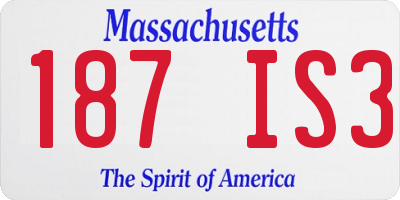 MA license plate 187IS3