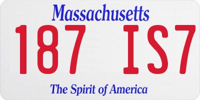 MA license plate 187IS7
