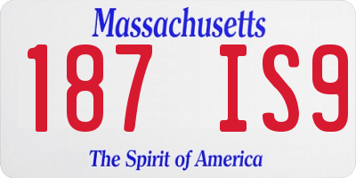 MA license plate 187IS9