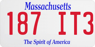MA license plate 187IT3
