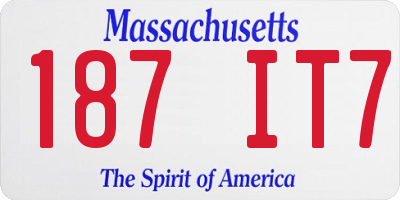 MA license plate 187IT7