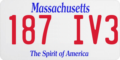 MA license plate 187IV3
