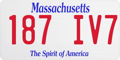 MA license plate 187IV7
