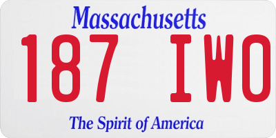 MA license plate 187IW0