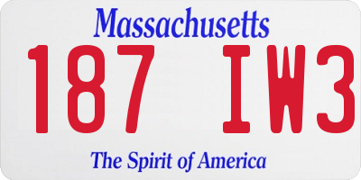MA license plate 187IW3