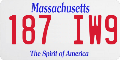 MA license plate 187IW9