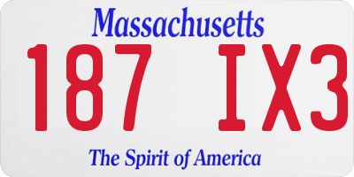 MA license plate 187IX3