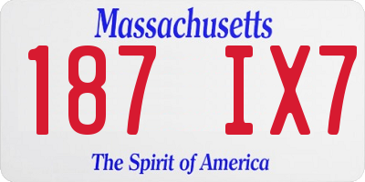 MA license plate 187IX7