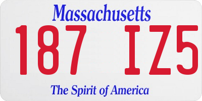 MA license plate 187IZ5