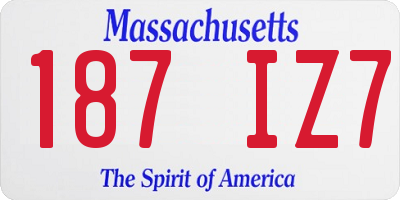 MA license plate 187IZ7