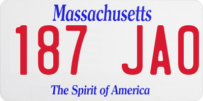 MA license plate 187JA0