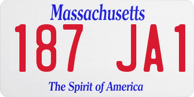 MA license plate 187JA1