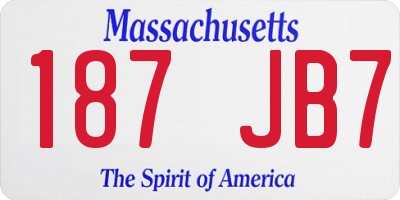 MA license plate 187JB7