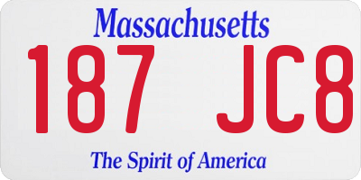 MA license plate 187JC8