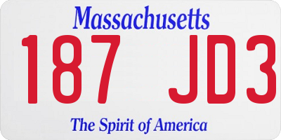 MA license plate 187JD3