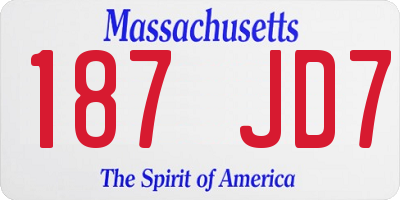 MA license plate 187JD7