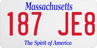 MA license plate 187JE8