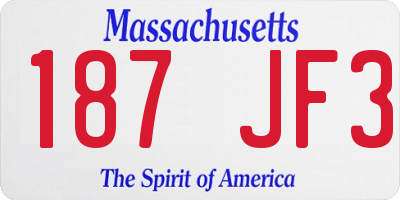 MA license plate 187JF3