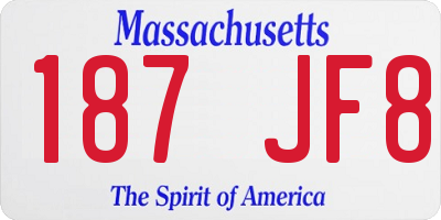 MA license plate 187JF8