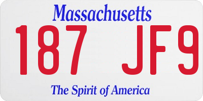MA license plate 187JF9