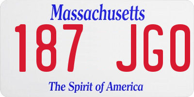 MA license plate 187JG0