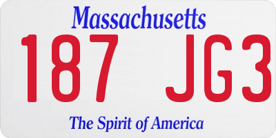 MA license plate 187JG3