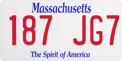 MA license plate 187JG7