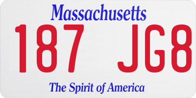 MA license plate 187JG8