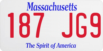 MA license plate 187JG9