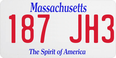 MA license plate 187JH3
