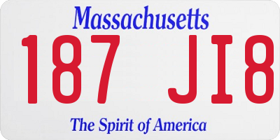 MA license plate 187JI8