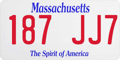 MA license plate 187JJ7