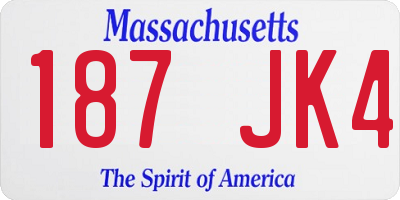 MA license plate 187JK4