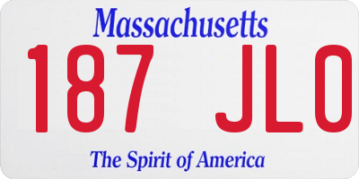 MA license plate 187JL0