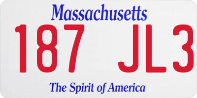 MA license plate 187JL3