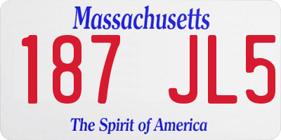 MA license plate 187JL5