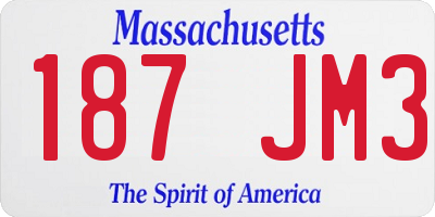 MA license plate 187JM3